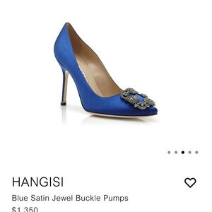 Manolo Blahnik Royal Blue Satin Heels with Embellished Buckle